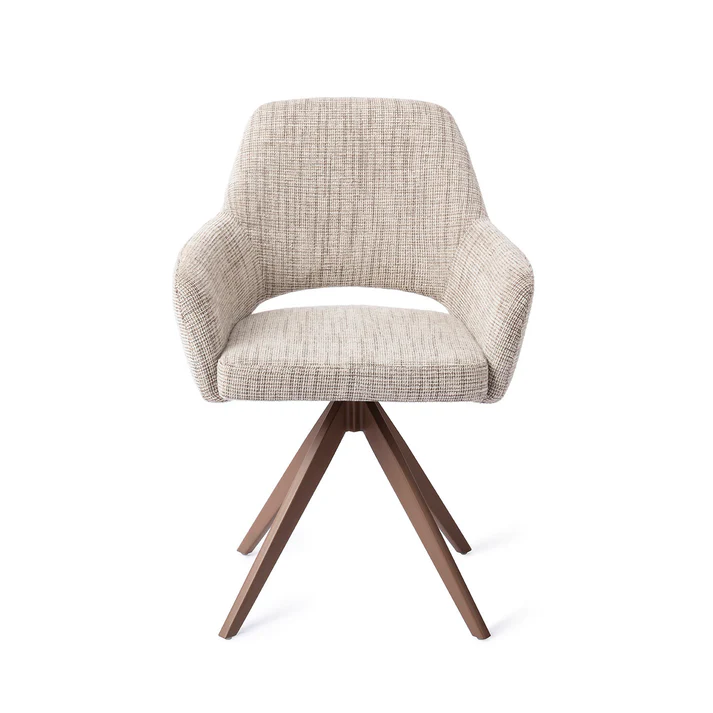 Esszimmerstuhl Yanai – Caramel Grid mit Drehgestell in Metall braun