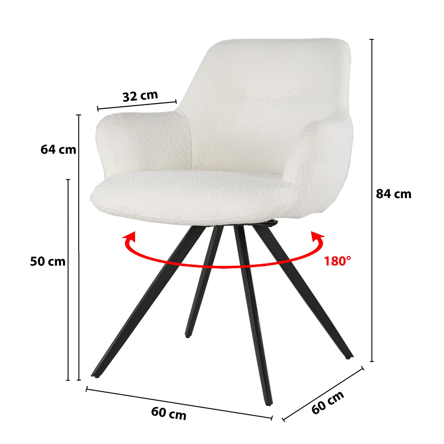 Esszimmerstuhl Doreen drehbar Boucle weiss