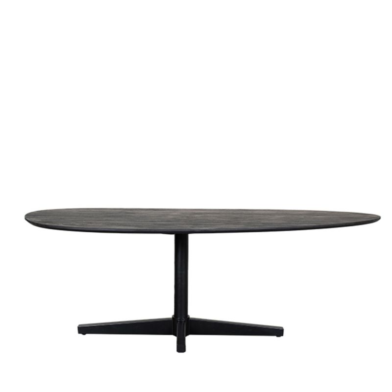 Esstisch LAROSE 260 cm Mango Holz schwarz oval organisch