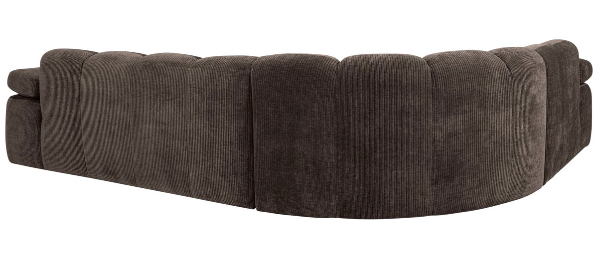 woood Ecksofa MOJO gerippter Stoff braun Chaiselongue links