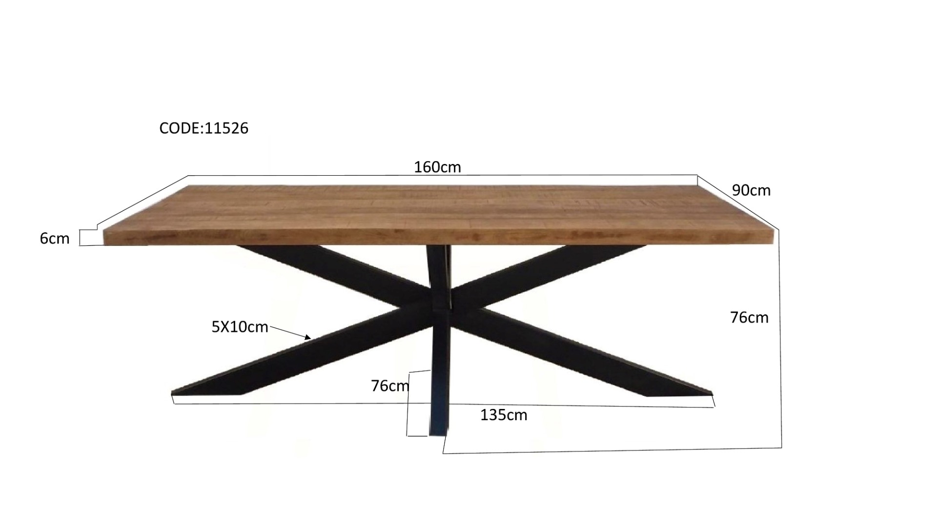 Esstisch Sturdy Spider 160 x 90 cm Mangoholz Metall