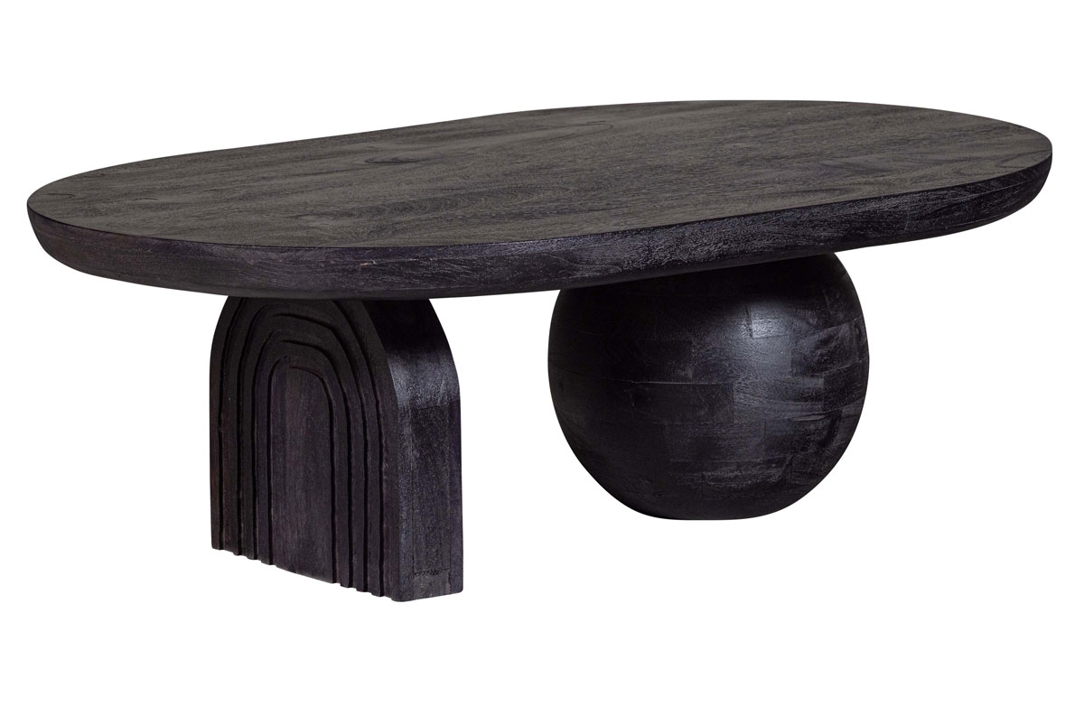 Couchtisch Steppe 110 x 72 cm oval Mangoholz schwarz