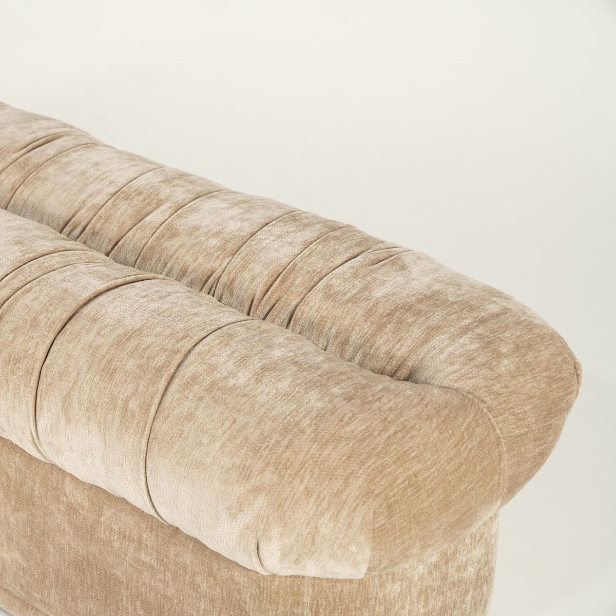 Bank Hocker Nook 160 cm Stoff beige Sitzbank Sitzpouf