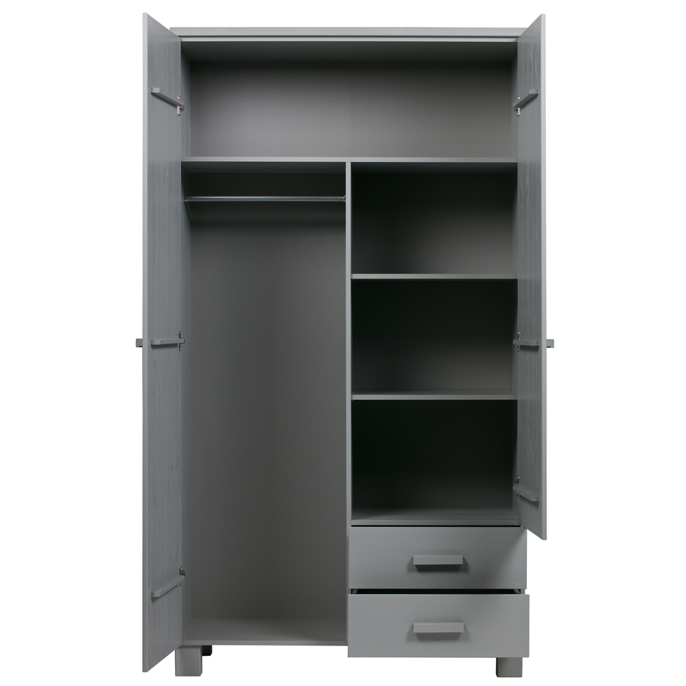 woood Kleiderschrank Dennis Schrank Kiefer betongrau grau