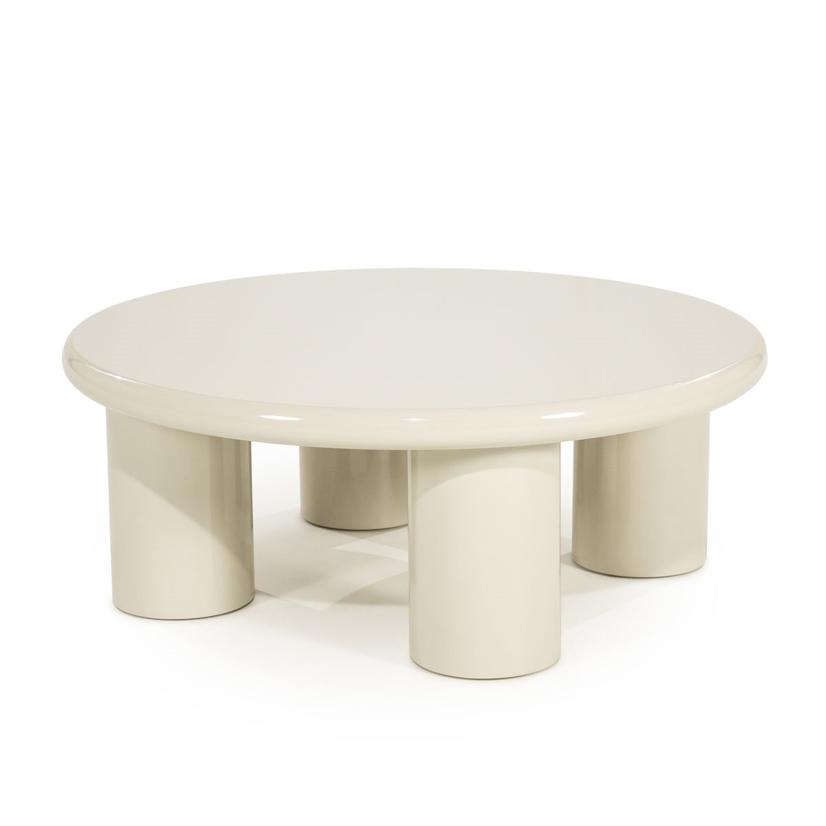 Beistelltisch Bloop Ø 80 cm MDF High Gloss beige Couchtisch
