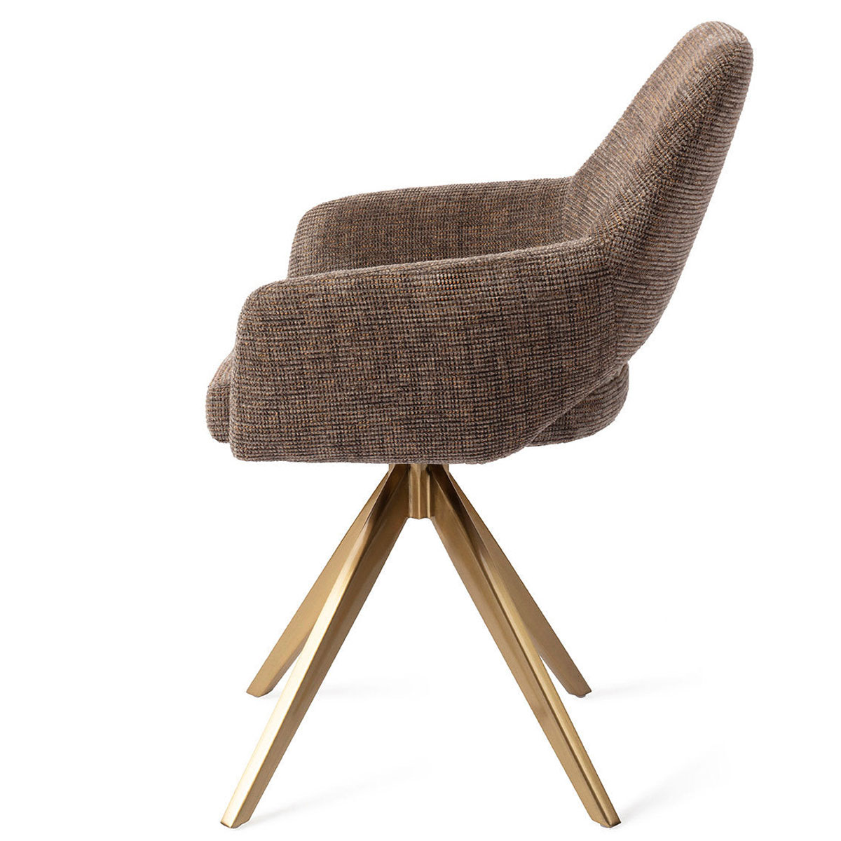 Esszimmerstuhl YANAI drehbar – Kastanie mit goldenem Gestell