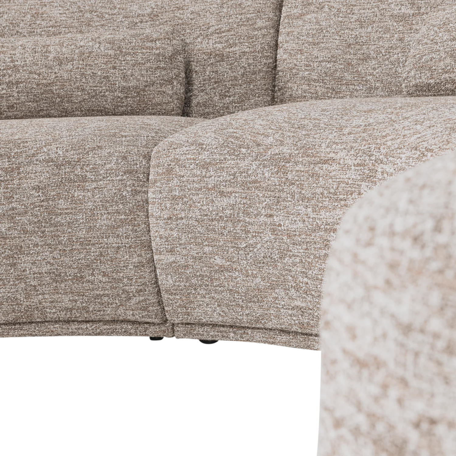 6 Sitzer Sofa BATAVIER halbrund Webstoff Melange sandfarben