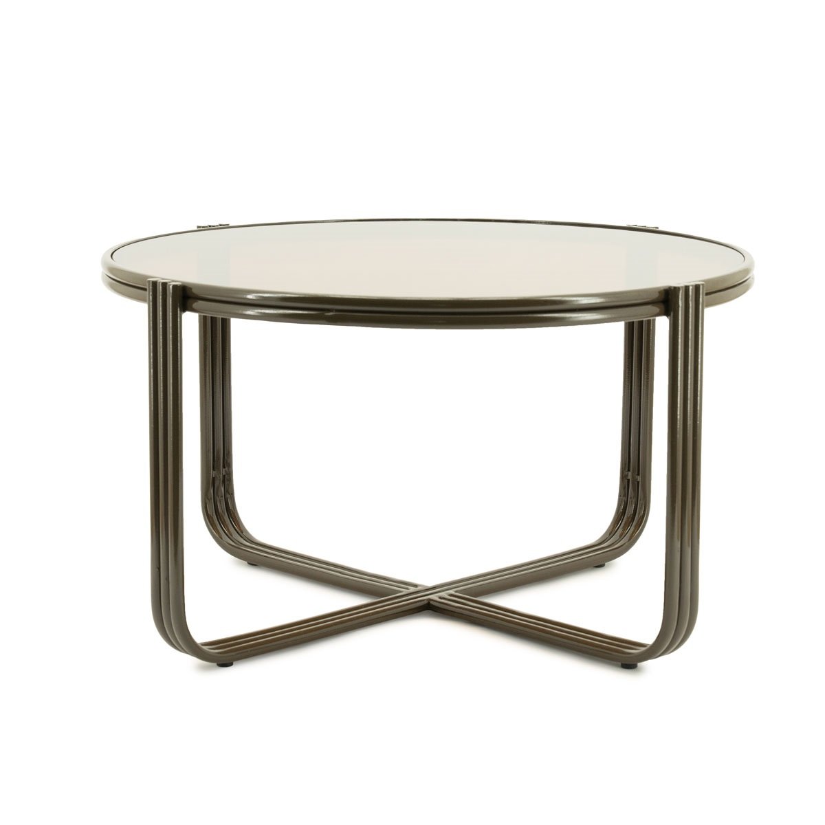 Couchtisch Groovy Ø 63 cm mit Glasplatte braun