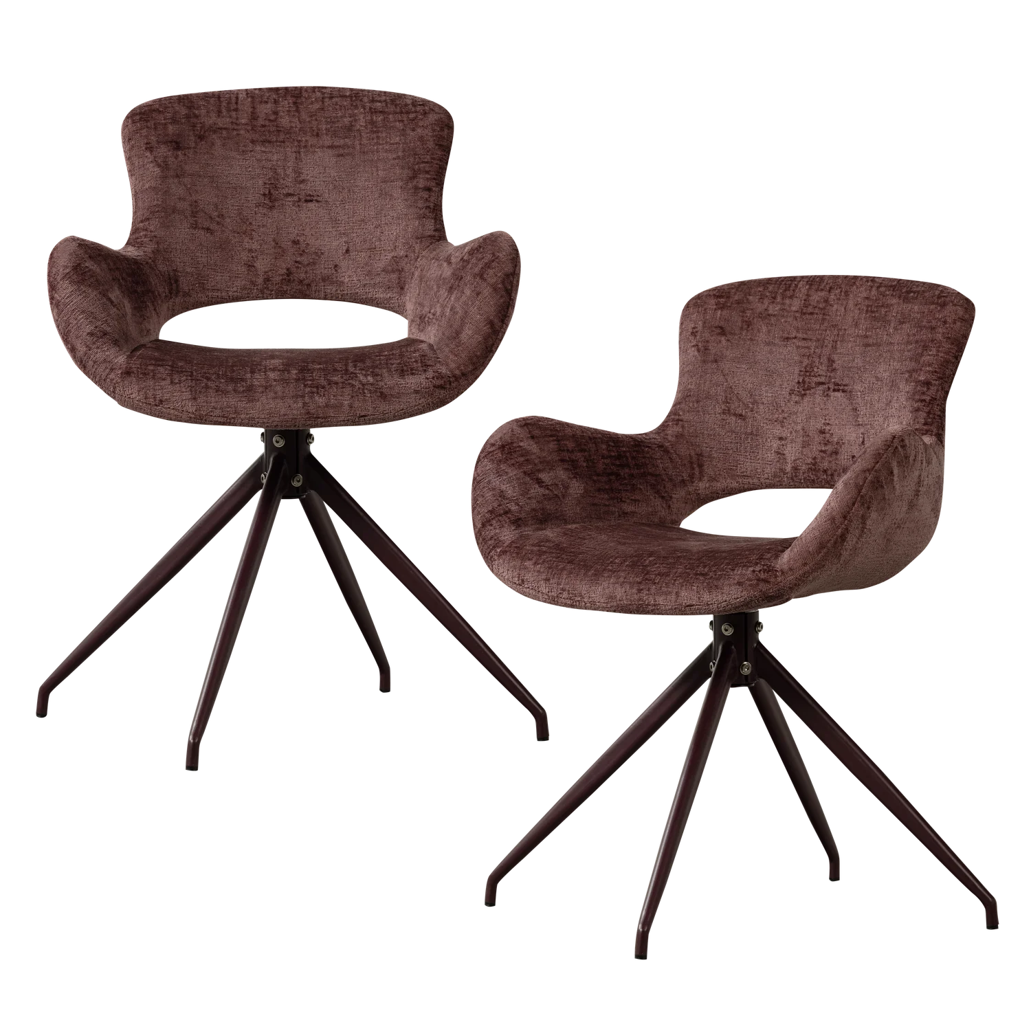 2er Set Esszimmerstuhl ELIVA drehbar Struktur Velvet lila Armlehnstuhl Esstischstuhl