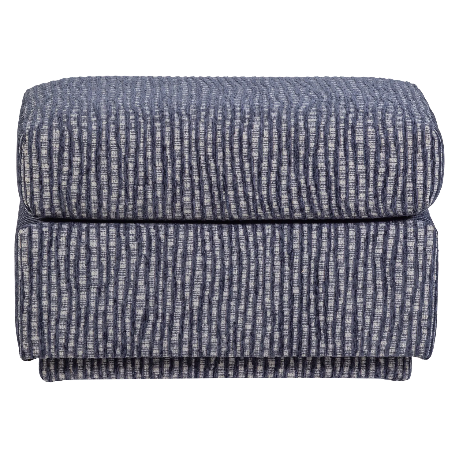 Hocker LOU 60 x 50 cm Musterstoff grau blau Fußhocker