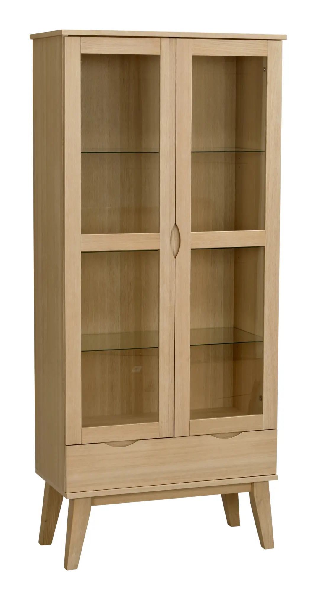 Vitrinenschrank VLIPPA H 185 cm mit 2 Türen Eiche natur