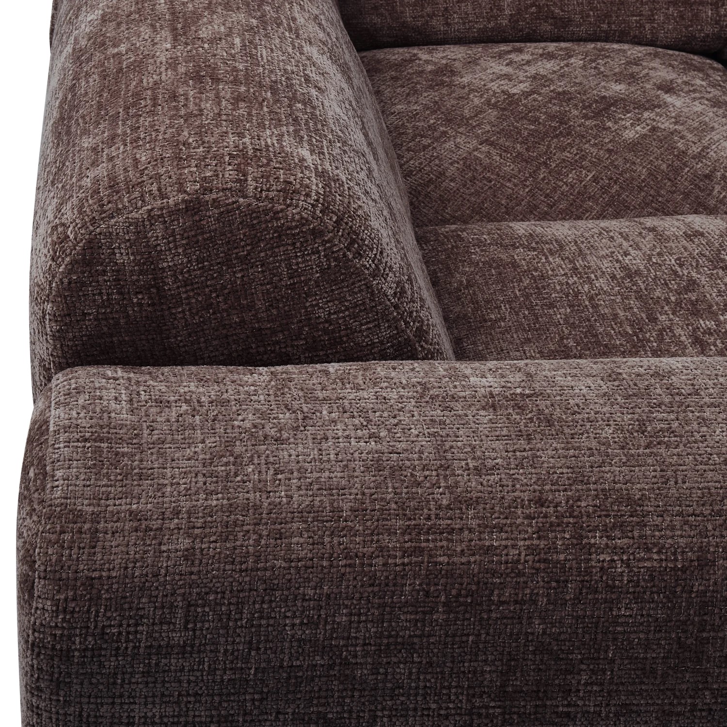 Wohnlandschaft Ecksofa links weicher Chenille Stoff braun