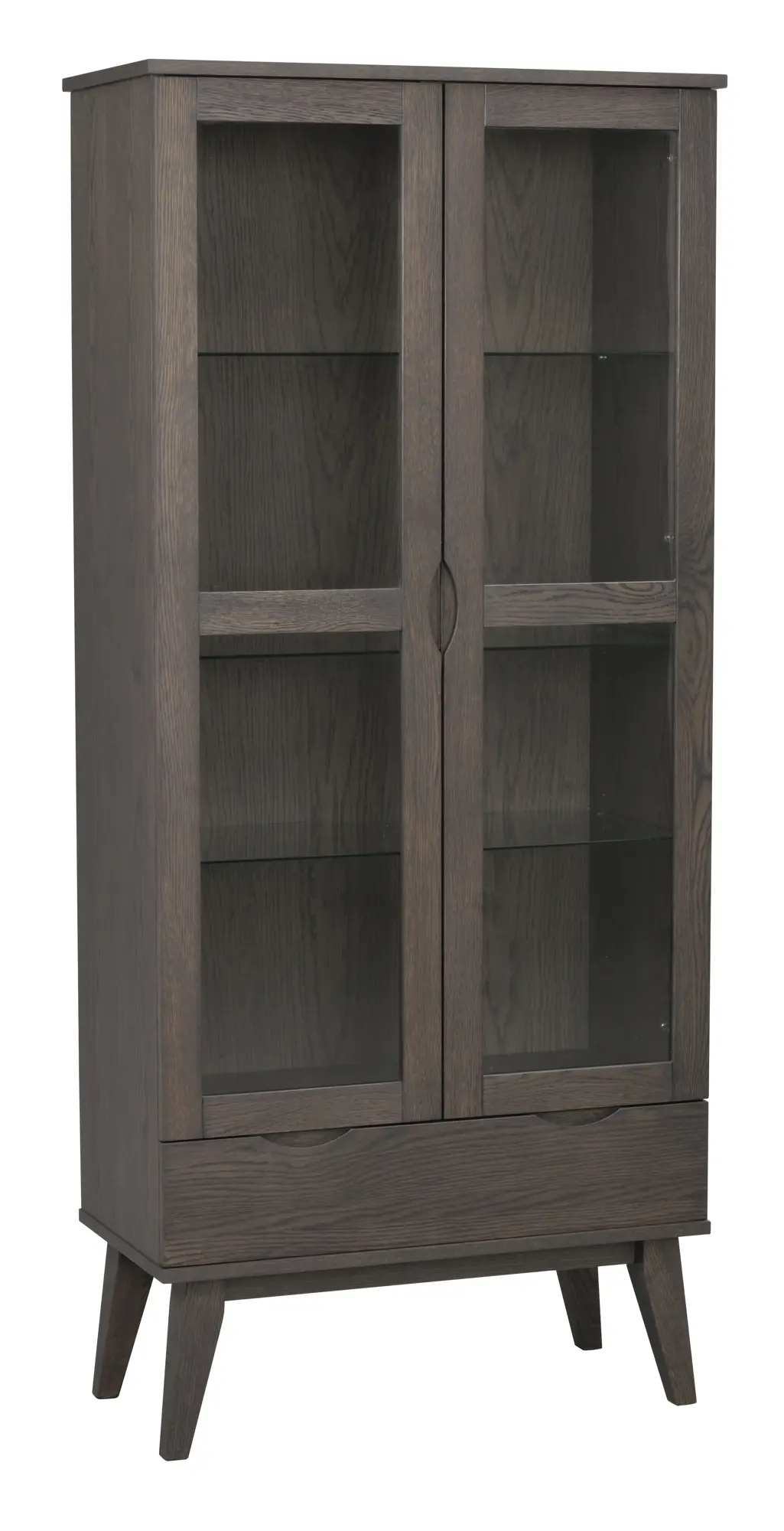 Vitrinenschrank VLIPPA H 185 cm mit 2 Türen Eiche dunkelbraun
