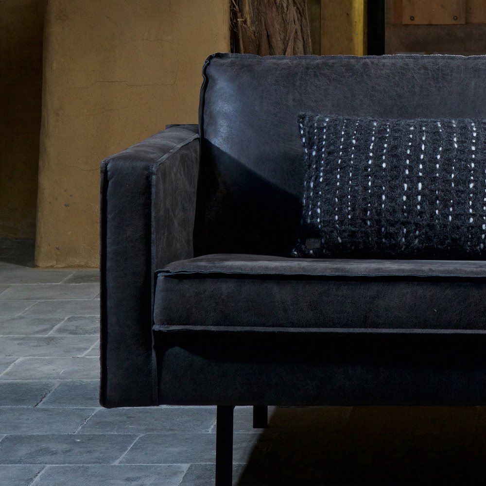 Eckgarnitur Rodeo Leder schwarz Ecksofa  Longchair rechts