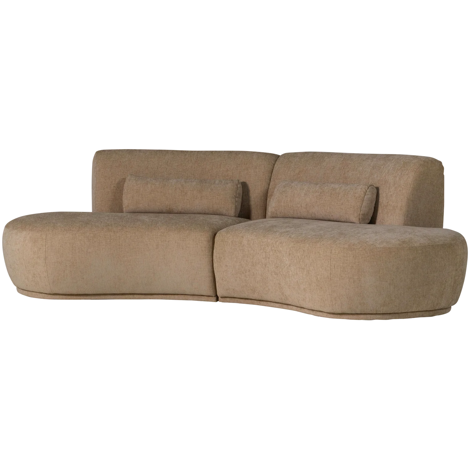 4 Sitzer Sofa BATAVIER halbrund Velvet Melange hellbraun