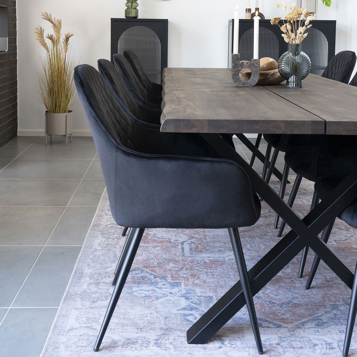 2er Set Armlehnstuhl HARALD Velvet schwarz  