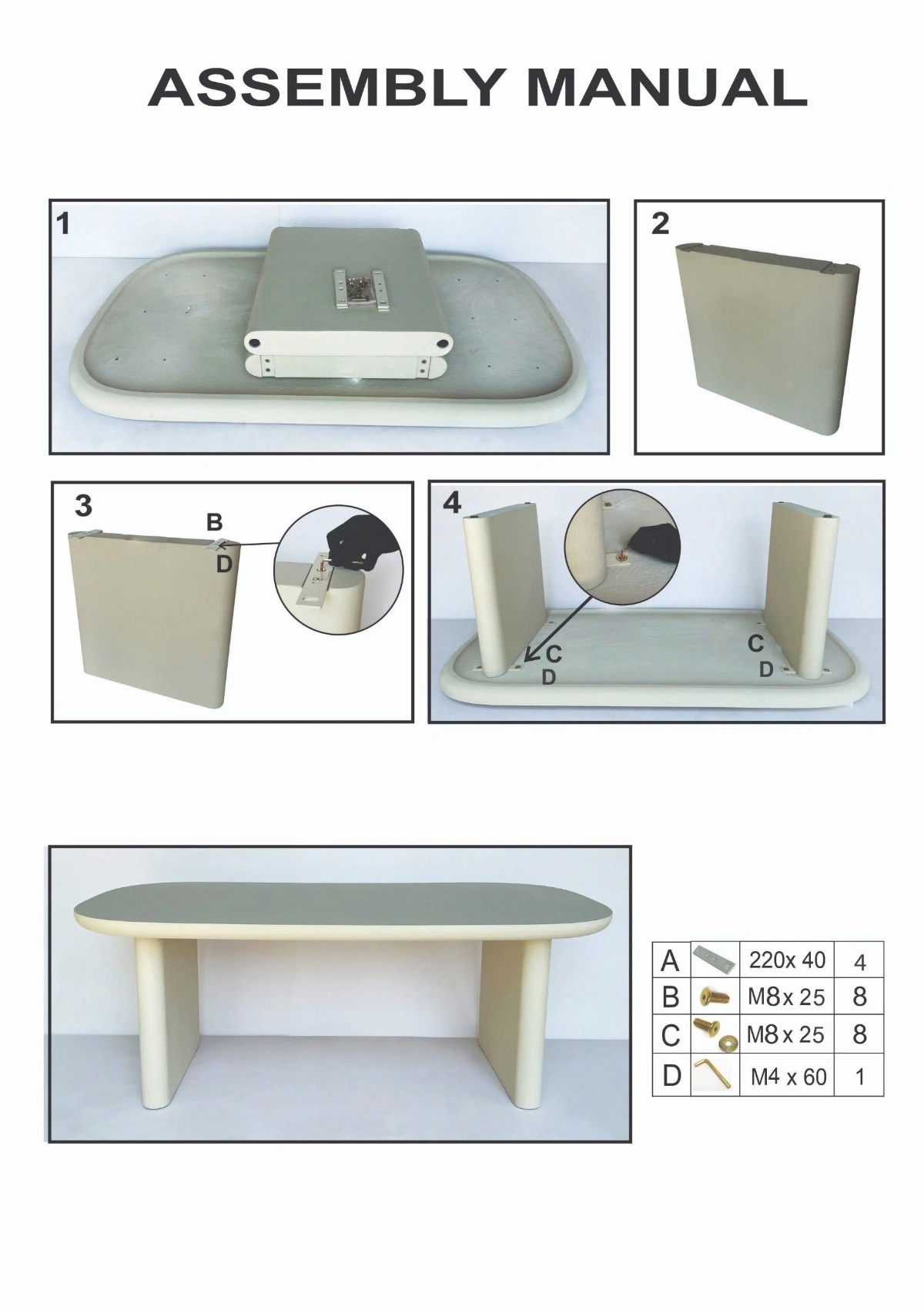 Esstisch LAURA dänisch oval 300 x 110 cm Verbundstoff Betonoptik weiß