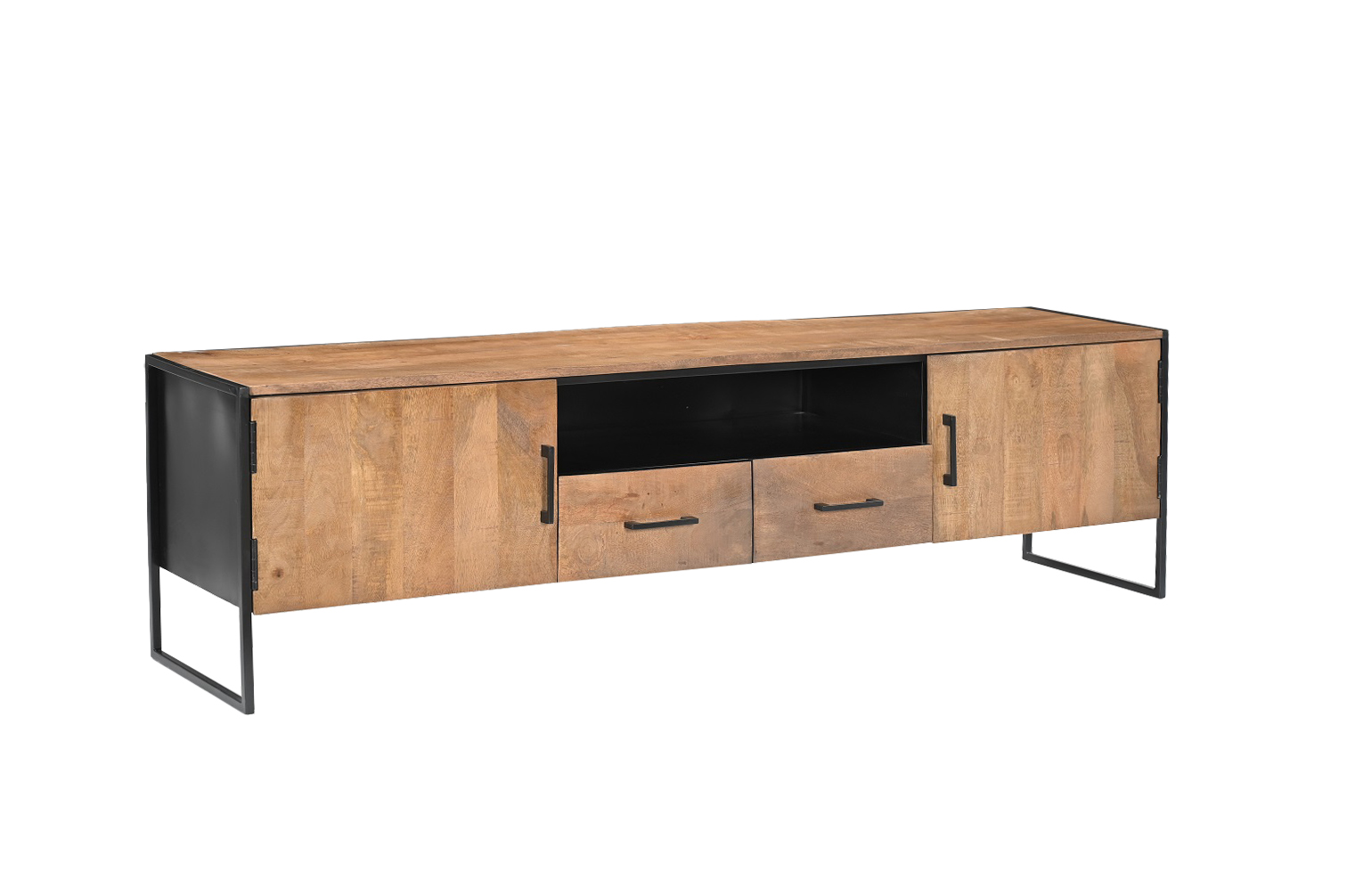 Lowboard TV Möbel Elin 180 cm Mangoholz natur Metall