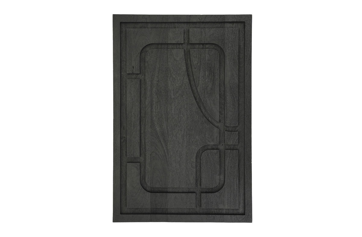 Wand Deko Kuzai 60 x 90 cm Mangoholz schwarz
