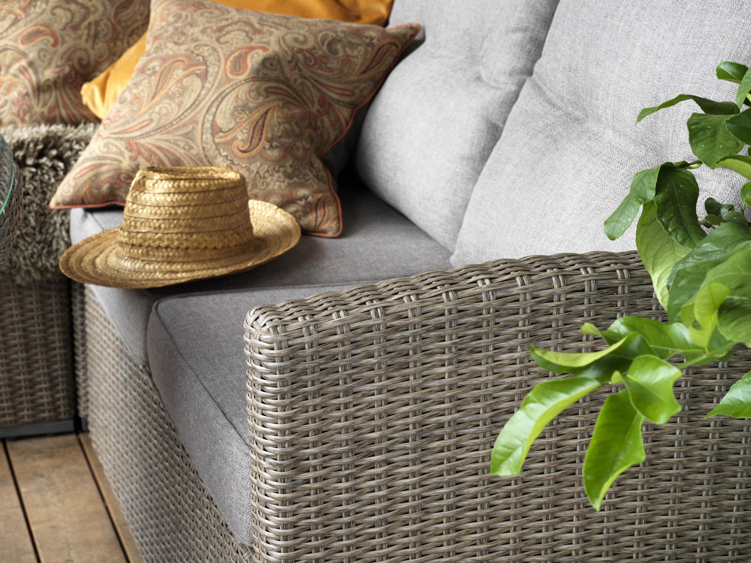 Gartenlounge Gruppe Ashfield Polyrattan beige Sitzecke
