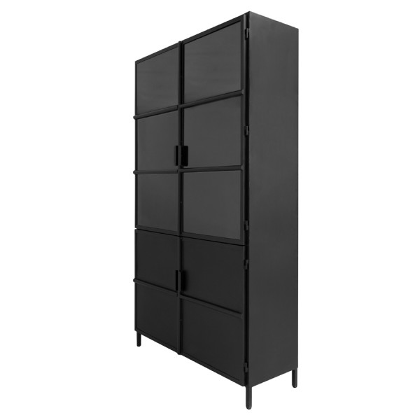 Vitrinenschrank MALOU H 210 cm Vitrine Metall vintage schwarz