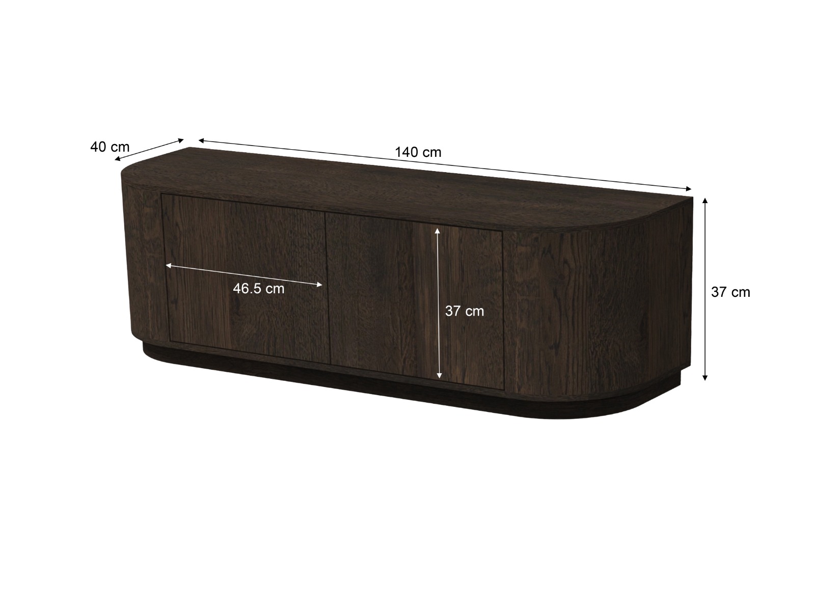 TV Möbel Lowboard Novero 140 cm Eichenholzfurnier Espresso braun