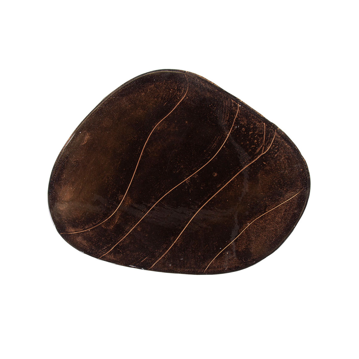 Beistelltisch Ellipse M Metall Glas Kupfer antik Finish