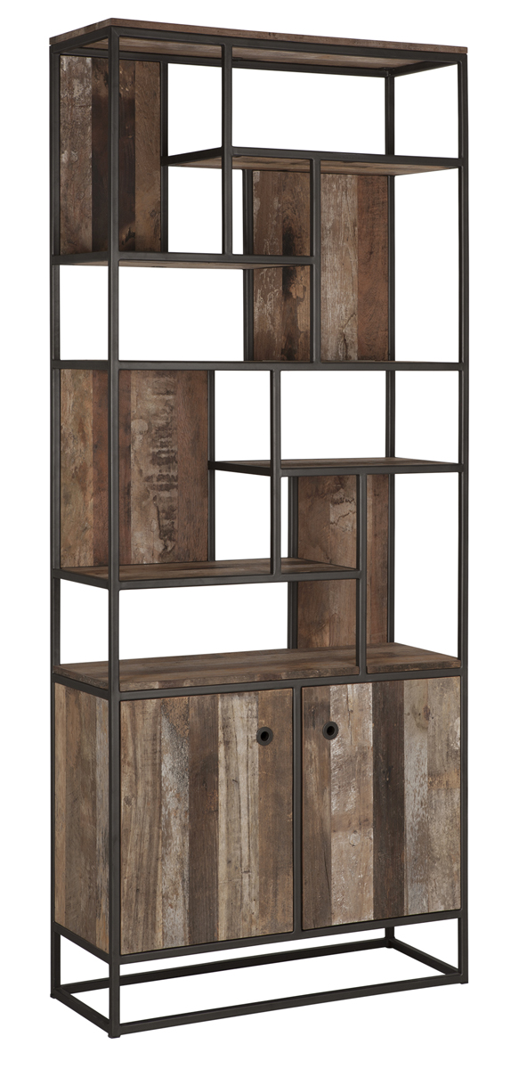 d-Bodhi Regal Bücherregal TUAREG mit 2 Türen recyceltes Teak Holz