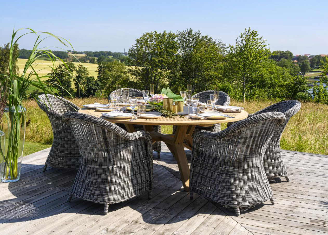 Gartentisch Teaholz Circus Ø 180 cm rund mit Drehplatte