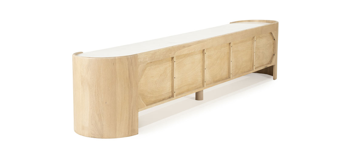 TV Möbel Lowboard Don 240 cm Eiche Holz hellbraun Marmor