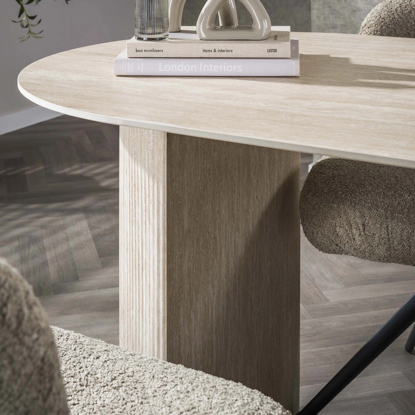 Esstisch Verona in Travertinoptik oval 180 cm - Maison ESTO