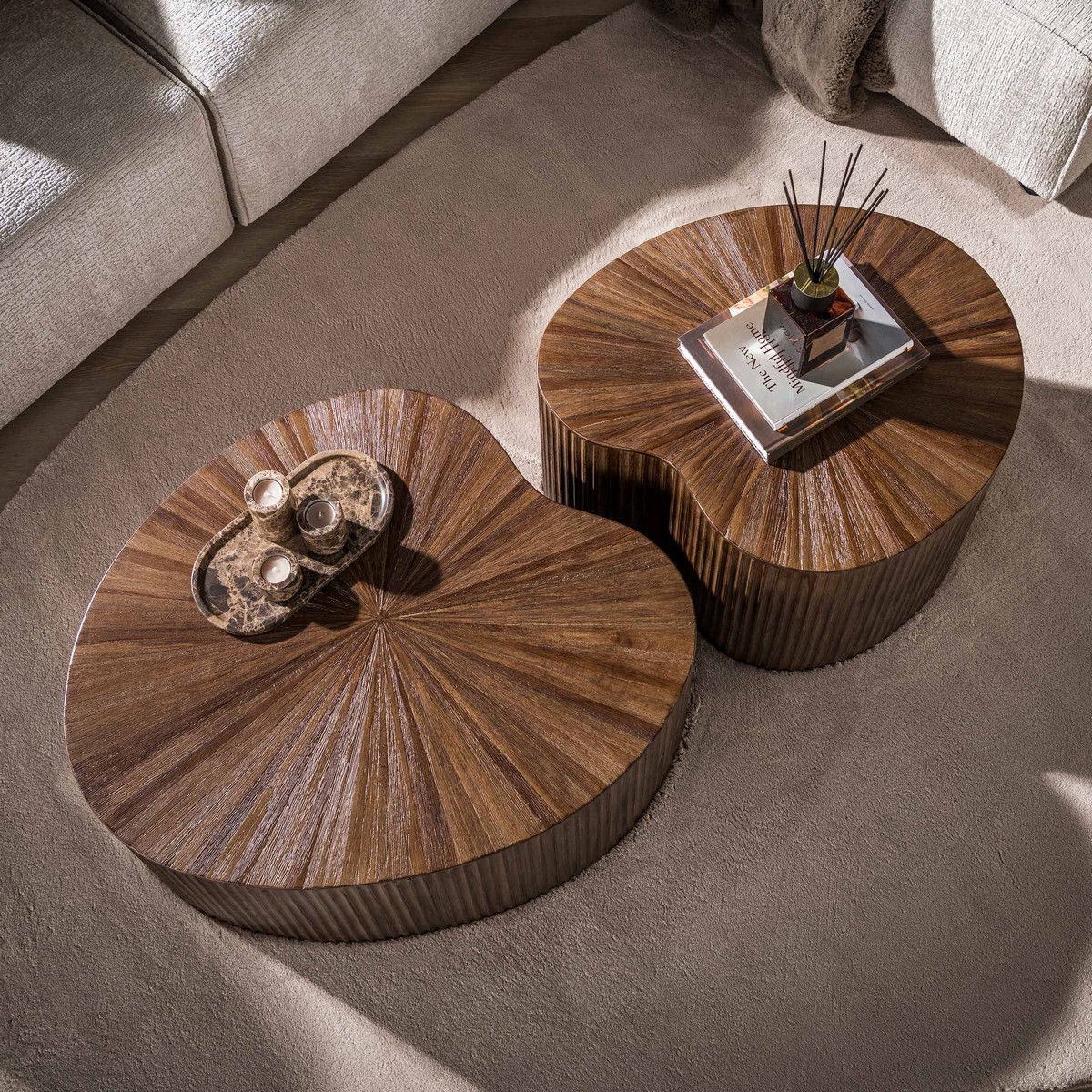 Couchtisch Set SORRENTO 2er Set Mango massiv Espresso braun
