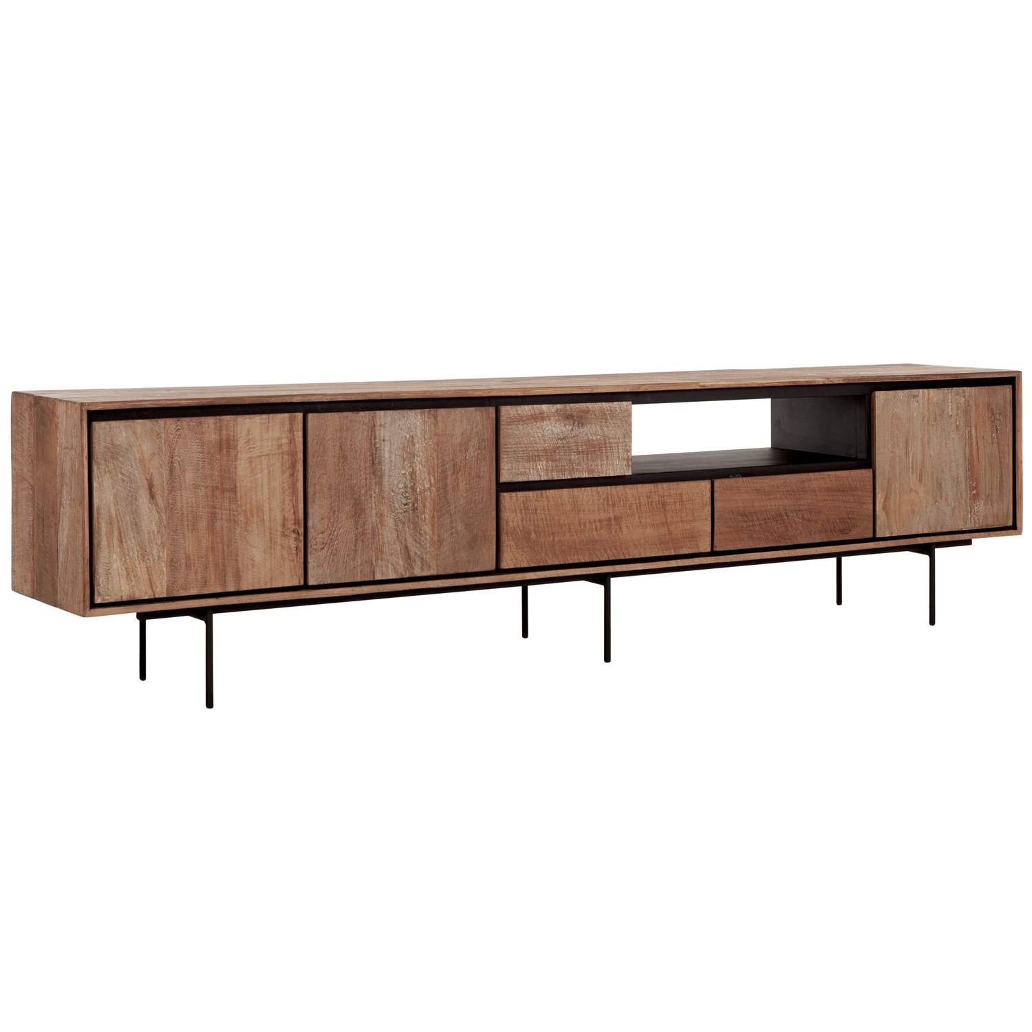 TV Möbel Lowboard 235 cm recyceltes Teakholz massiv