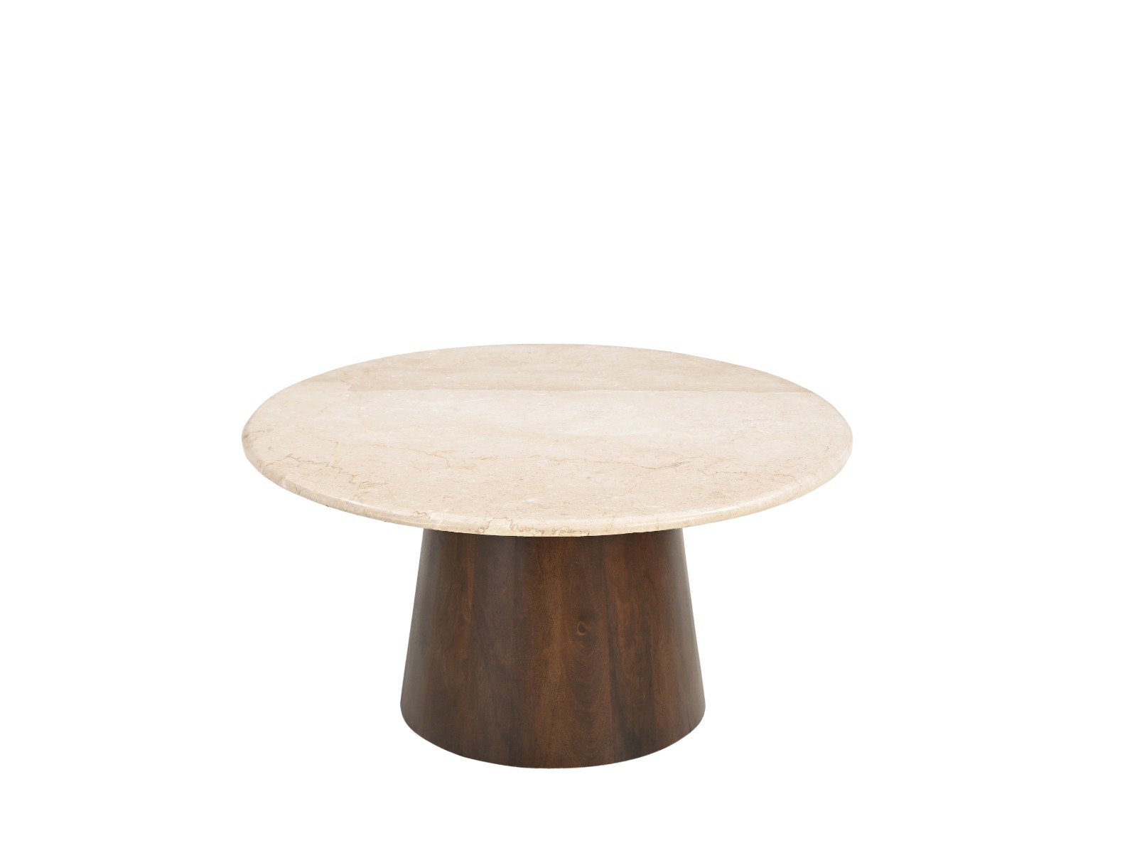 Couchtisch Bottecino Ø 75 cm Mangoholz braun Marmor