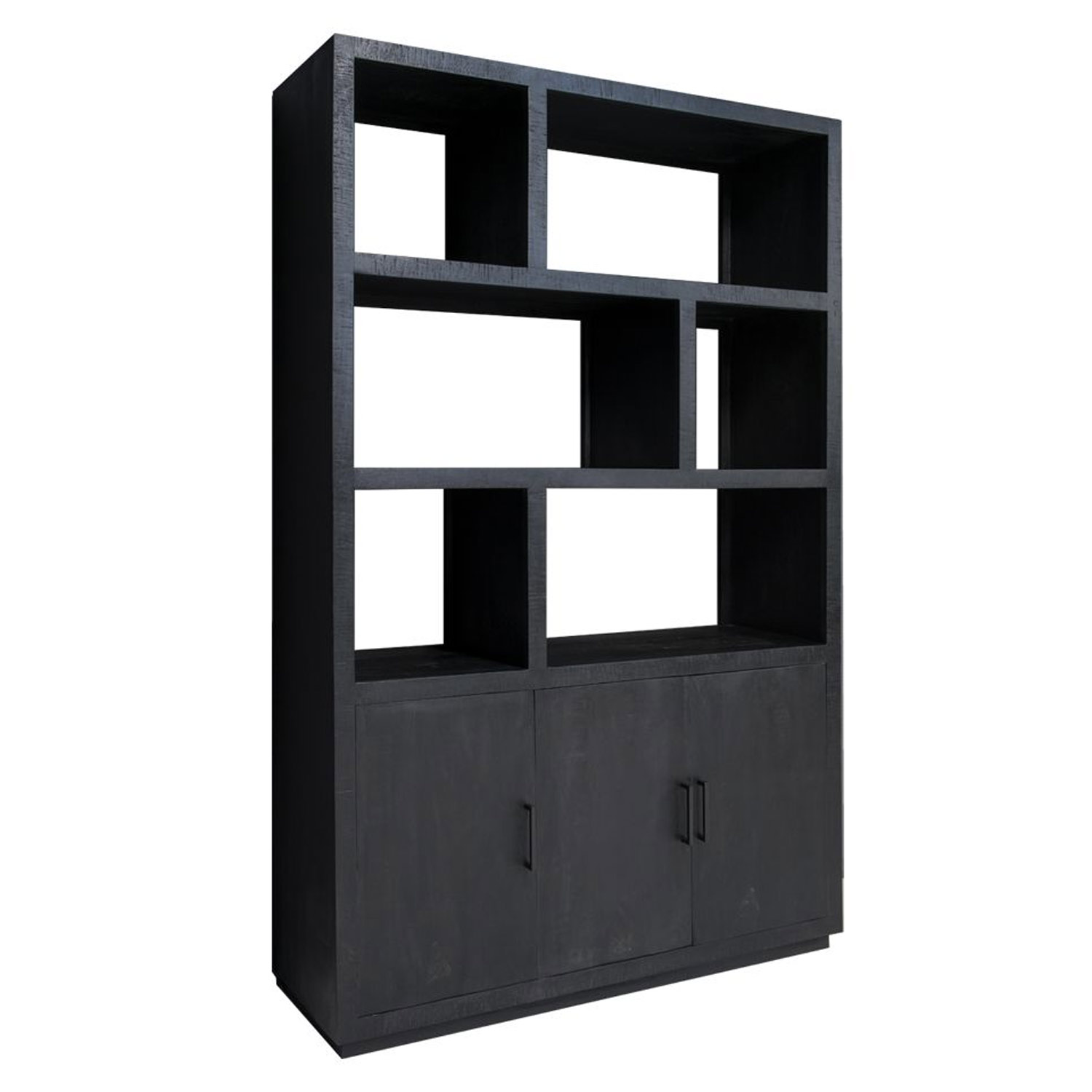 Schrankwand Regal Jaxx B 145 cm Mango Massivholz schwarz