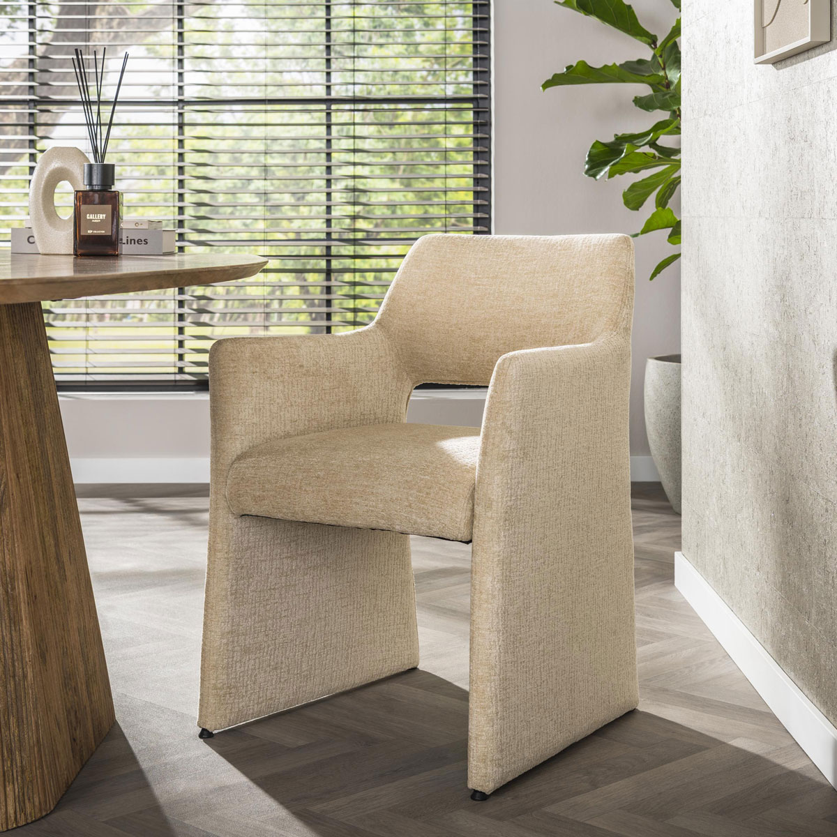 2er Set Armlehnstuhl LUNA Jaroq Stoff sandfarben