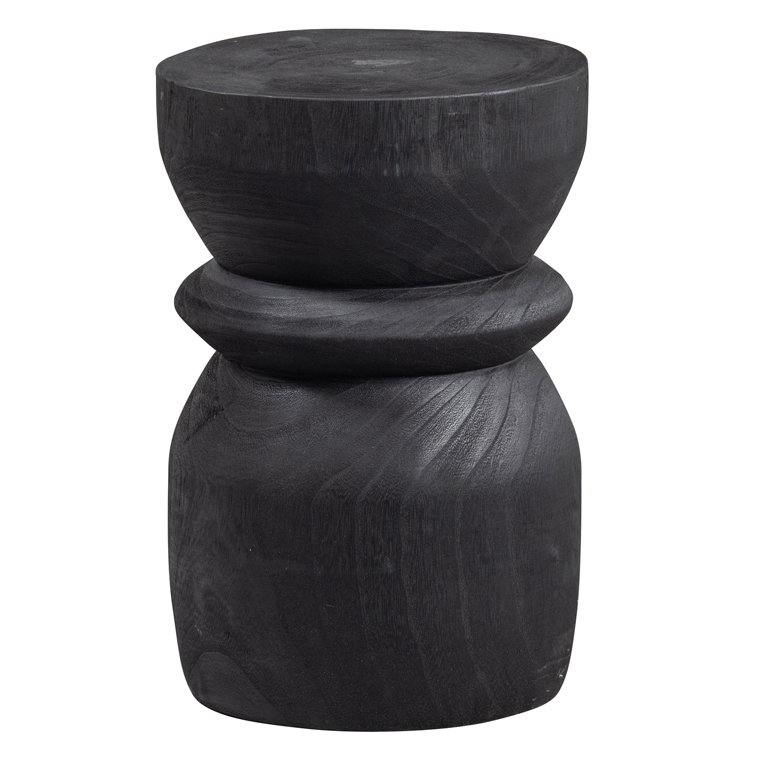 Woood 2er Set Hocker Bikkel Ø 28 cm Paulownien Holz schwarz Holzhocker