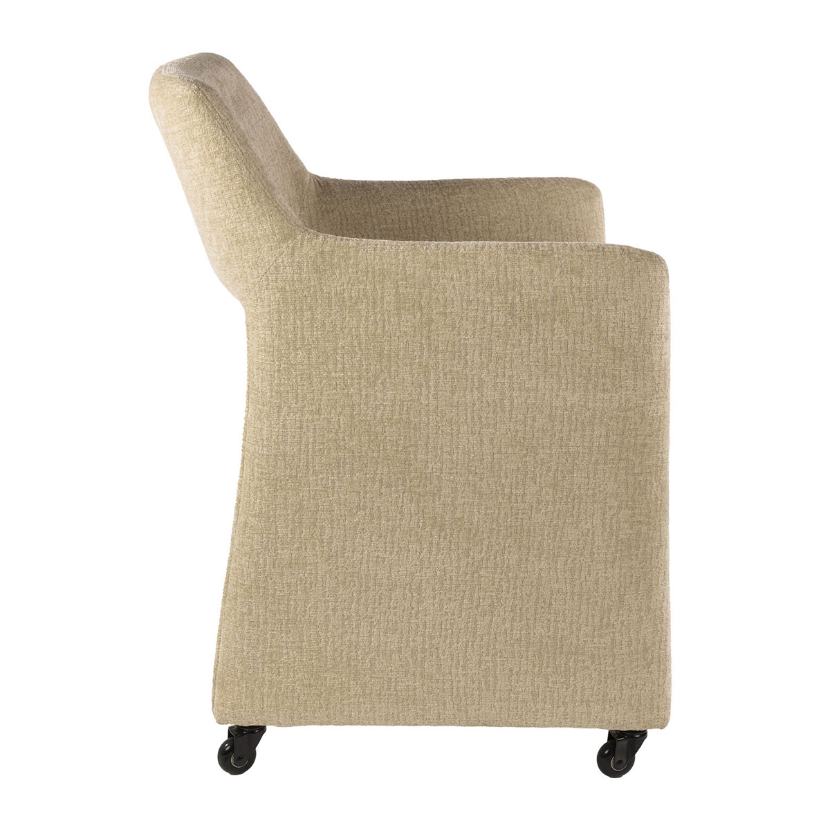 2er Set Armlehnstuhl LUNA auf Rollen Jaroq Stoff sandfarben