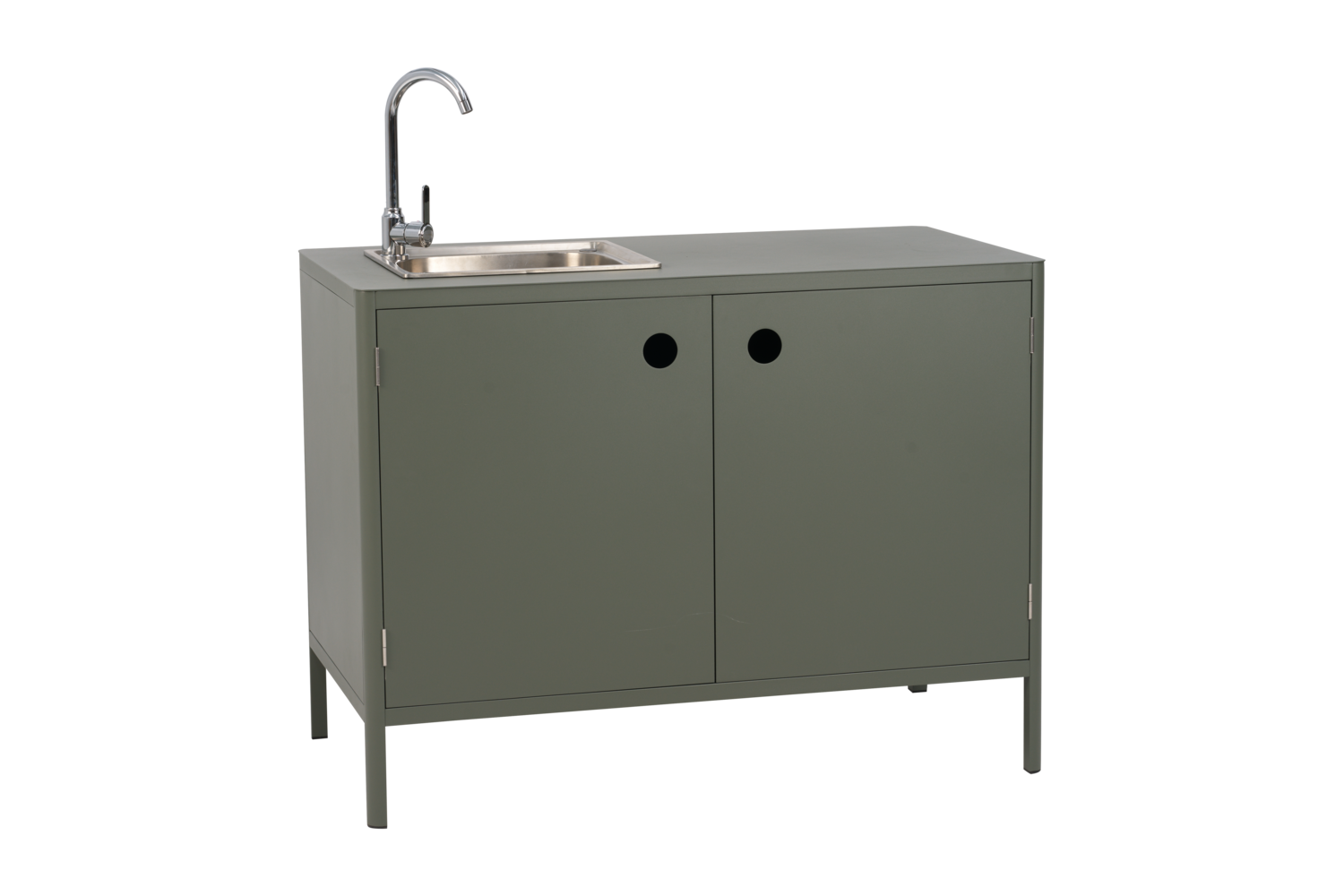 Outdoor Küche Kelia Modul mit Türen Spüle und Armatur 121 cm Aluminium nordic grün