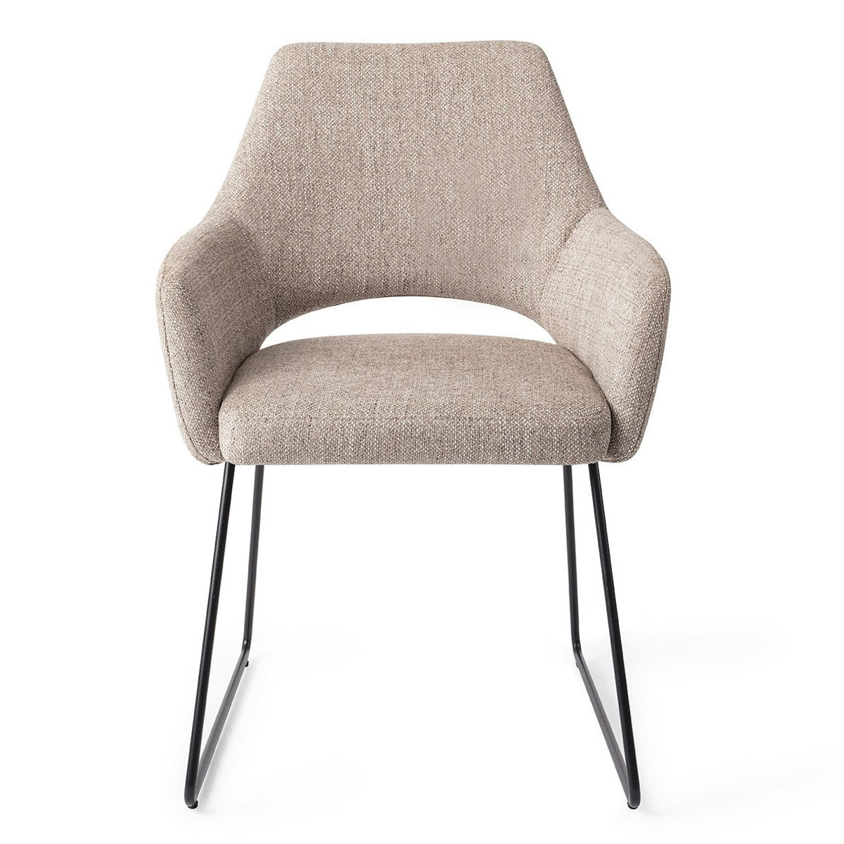 Esszimmerstuhl YANAI – Beige mit schwarzem Slide Gestell