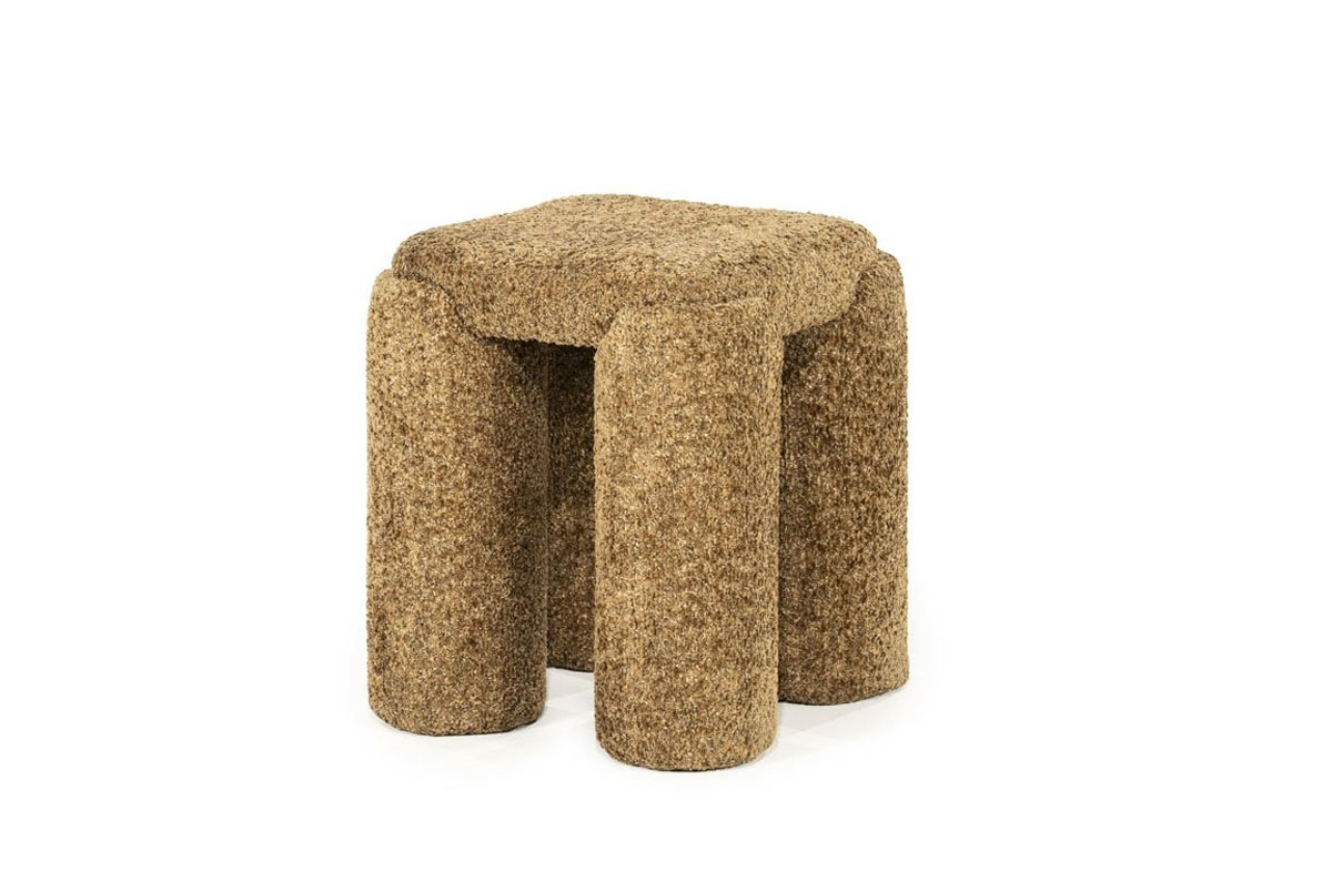 Pouf Omla H 47 cm senffarben Hocker Sitzhocker
