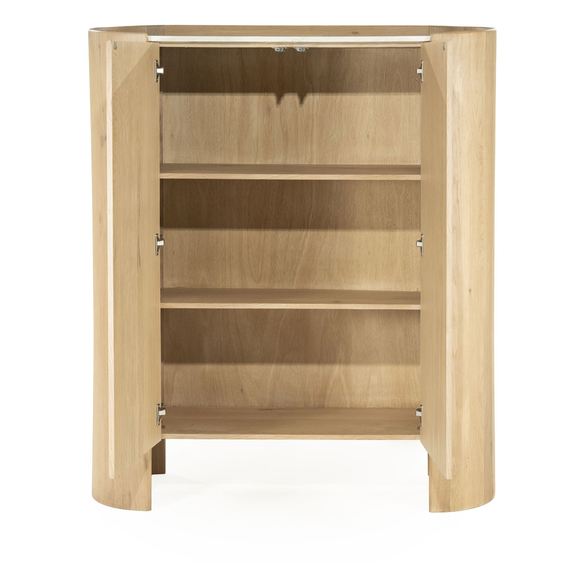 Highboard Don mit 2 Türen Eiche Holz Furnier hellbraun Marmor
