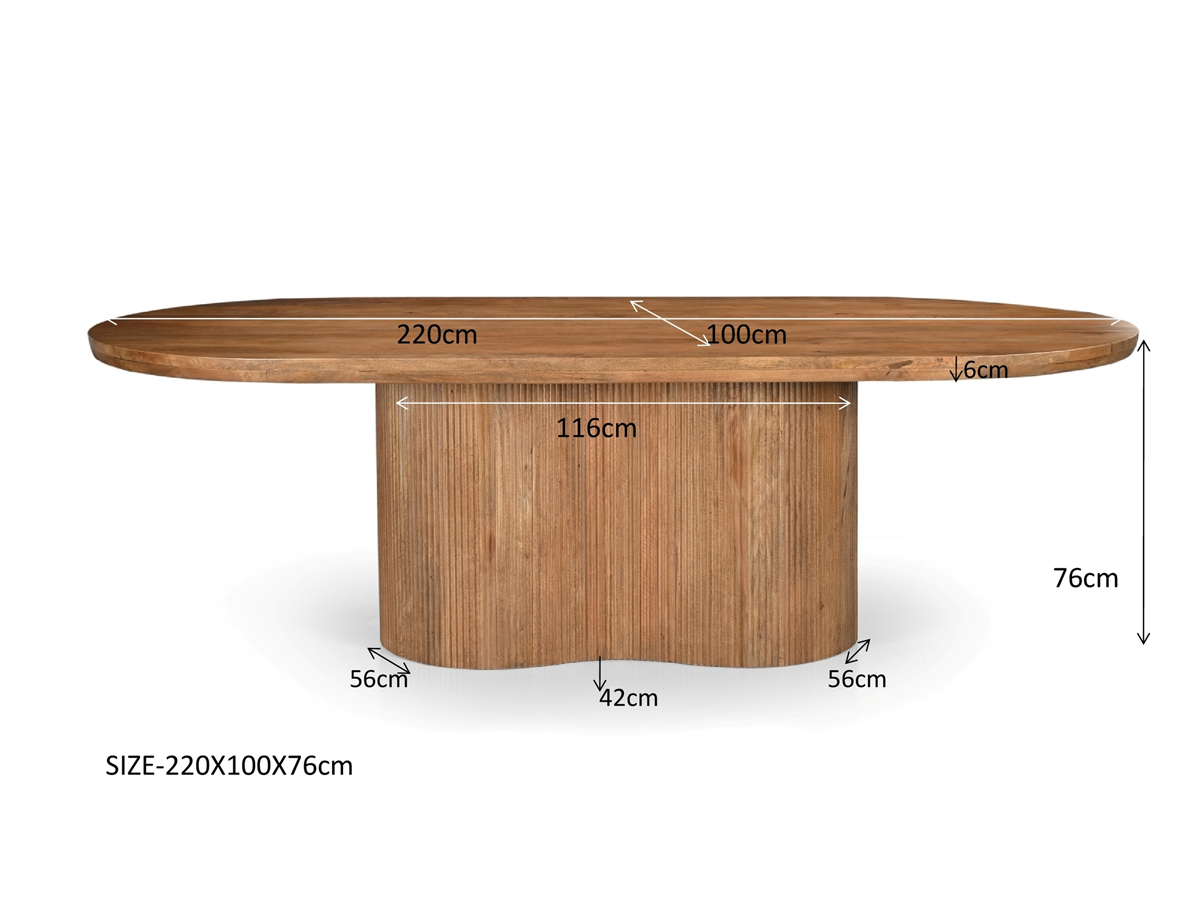 Esstisch MARSEILLE 220 cm oval Mango Holz natur hellbraun