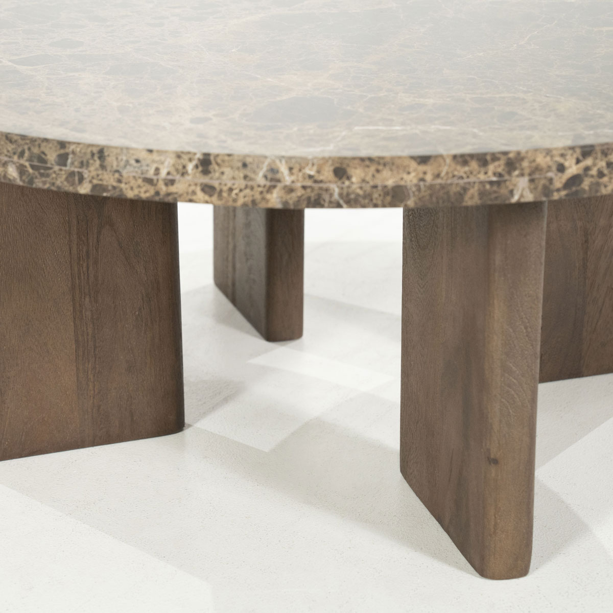 Couchtisch Lando rund Ø 80 cm Mango Holz Marmor