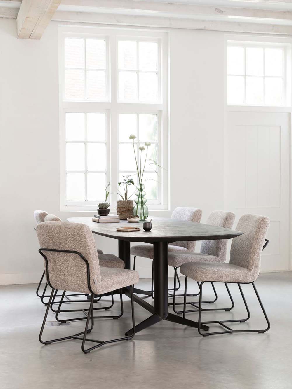 Esszimmerstuhl ZOLA gepolstert Samt beige sand