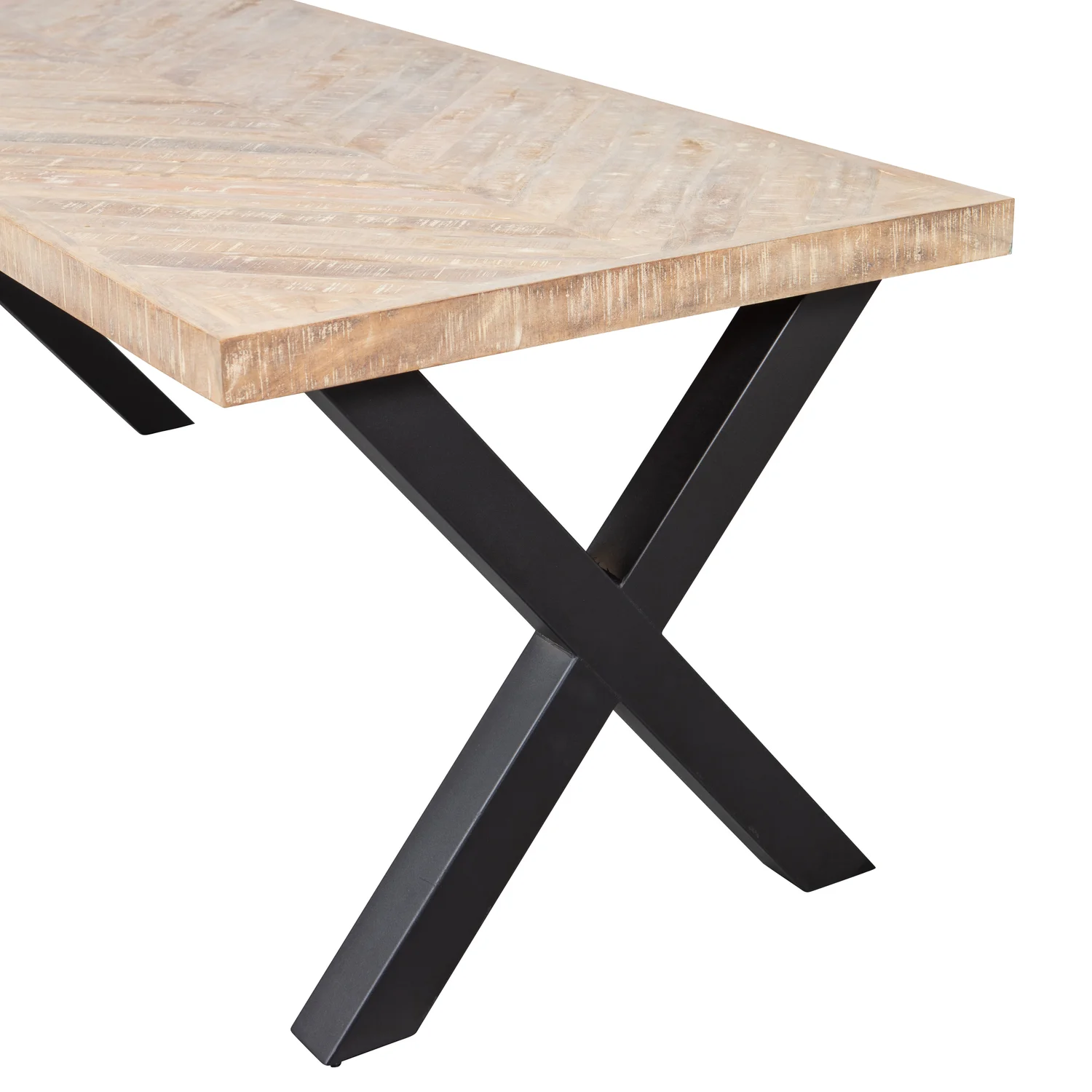Esstisch TABLO ALKMAAR 180 x 90 cm Mangoholz white wash Metallbeine
