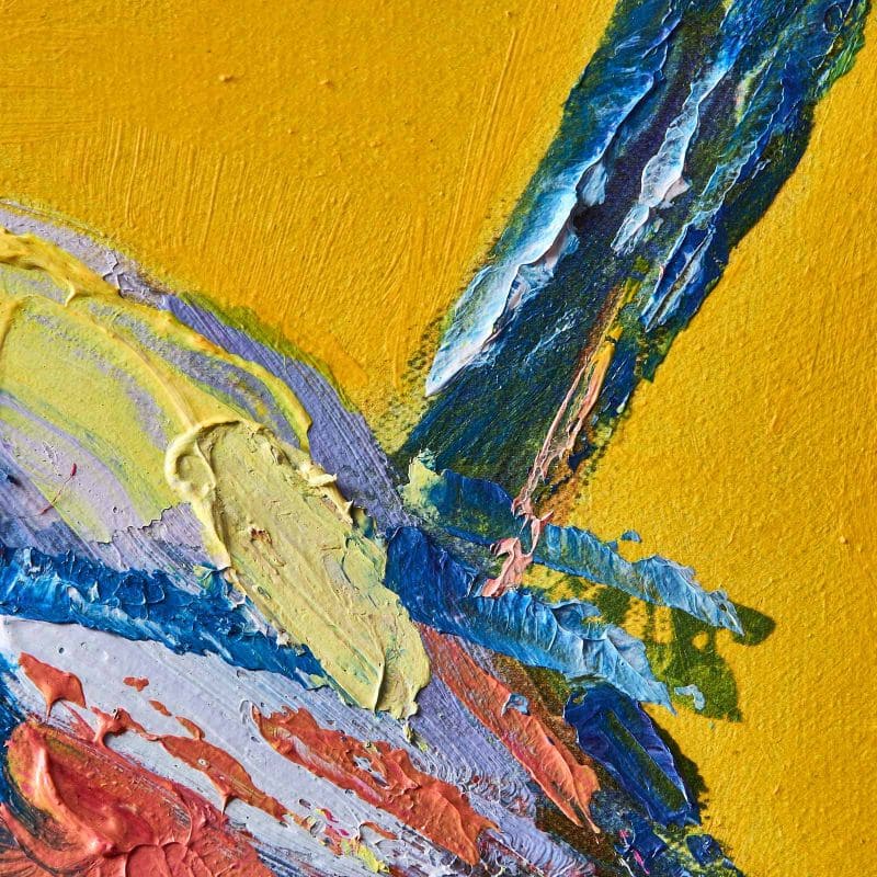 Bild 30 x 30 cm Zwitscherklang Vogel Bird Acryl Leinwand gelb