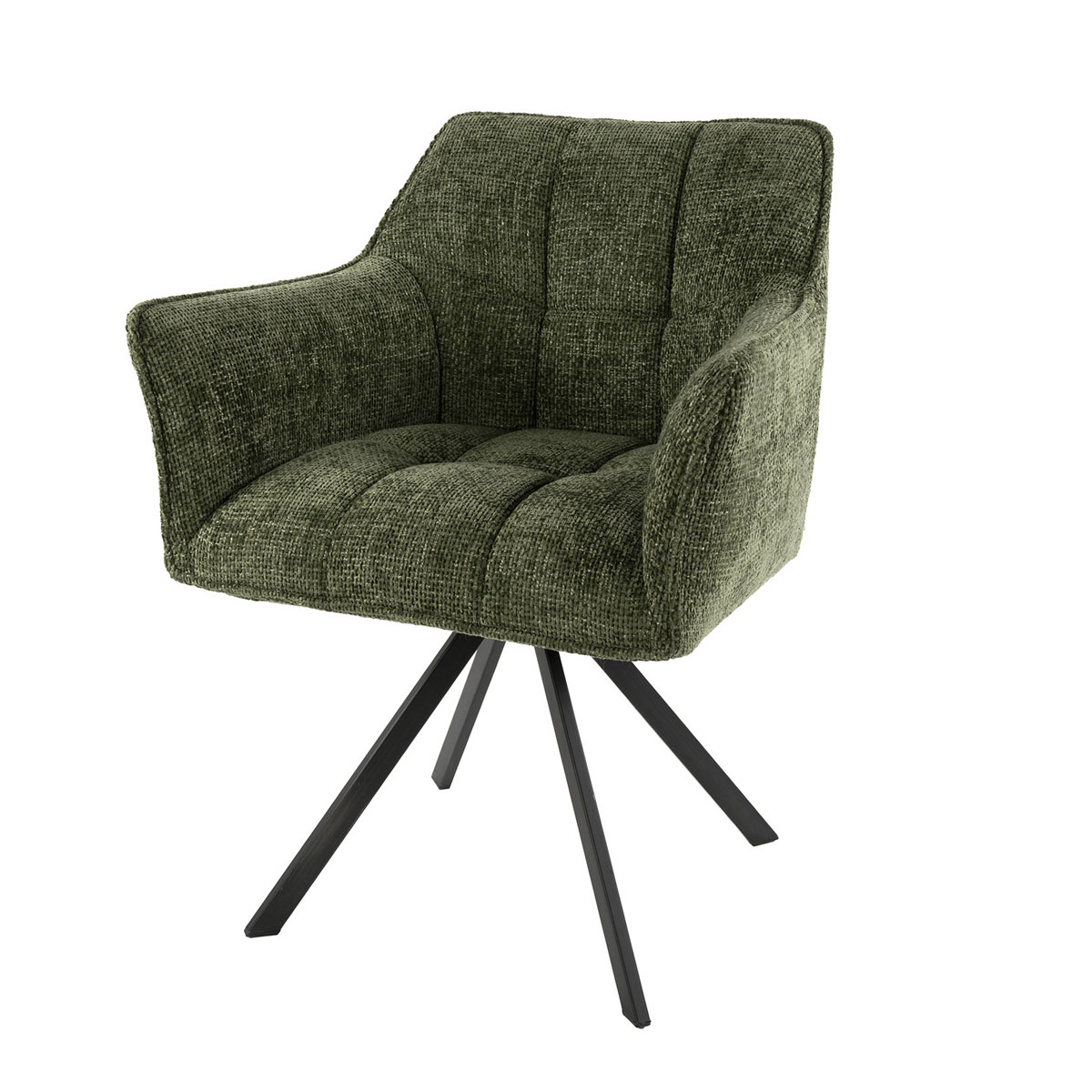 2er Set Armlehnstuhl Fino weiches CHENILLE grün drehbar