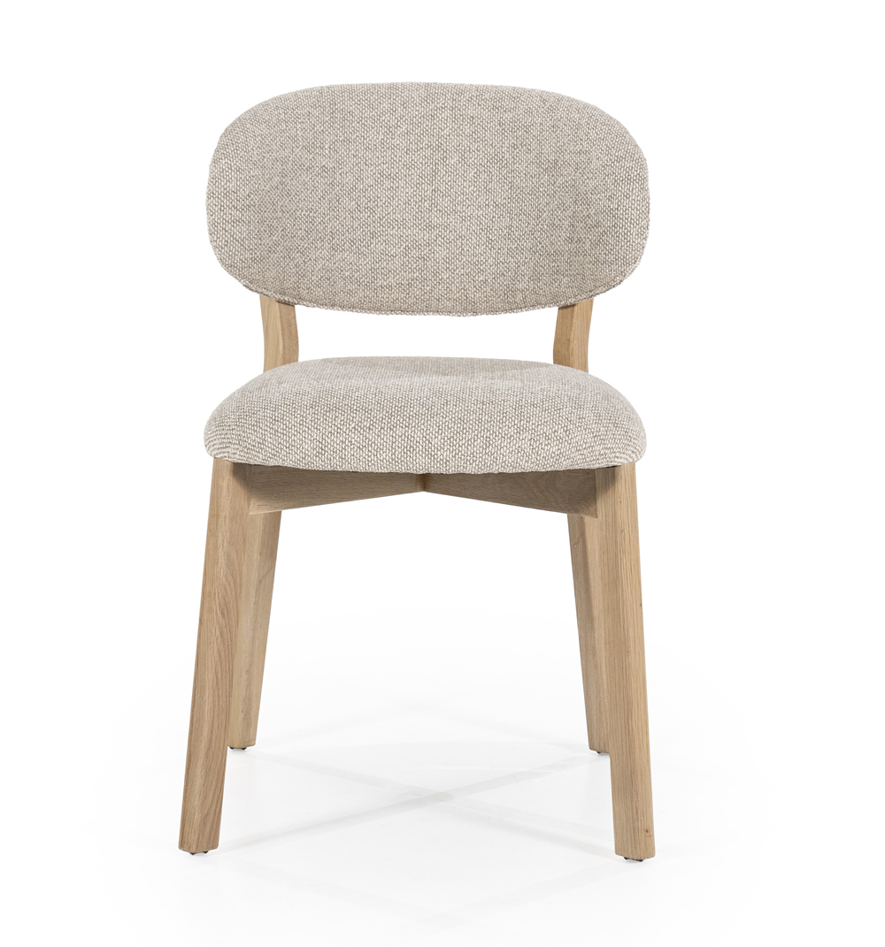 Esszimmerstuhl Stuhl MICKY Stoffbezug taupe Beine Eiche