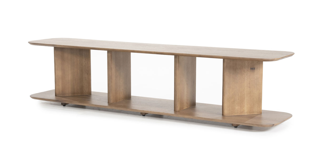 TV Möbel Lowboard Ty 180 cm offen Eiche Holz dunkelbraun